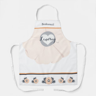 Pastel Perzik Botanische bruidsmeisje bruiloft Sch Schort