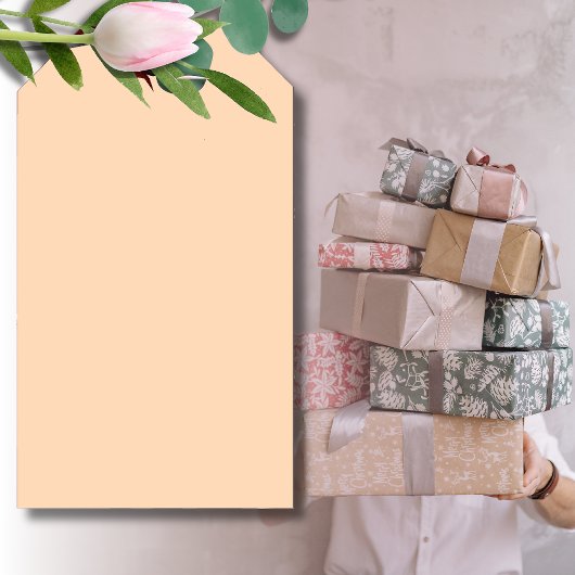 Pastel Perzik Effen Kleur | Klassiek | Elegant Cadeaulabel