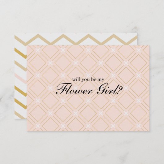 Pastel Perzik en Goud Wil Je Mijn Bloemenmeisje Zi (Voorkant / Achterkant)