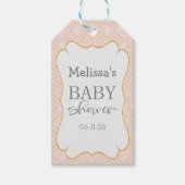 Pastel Perzik en Gouden Geometrisch Cadeaulabel (Voorkant)