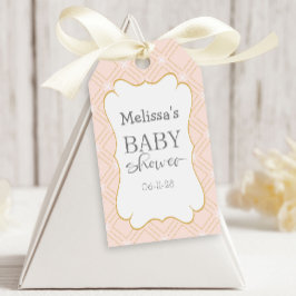 Pastel Perzik en Gouden Geometrisch Cadeaulabel