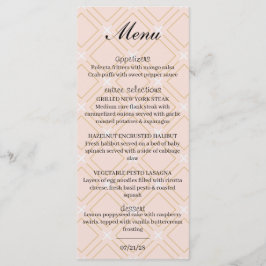 Pastel Perzik en Gouden Geometrisch Menu