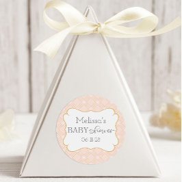 Pastel Perzik en Gouden Geometrisch Ronde Sticker