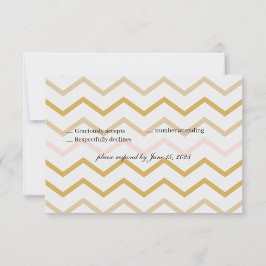 Pastel Perzik en Gouden Geometrisch RSVP Kaartje (Achterkant)