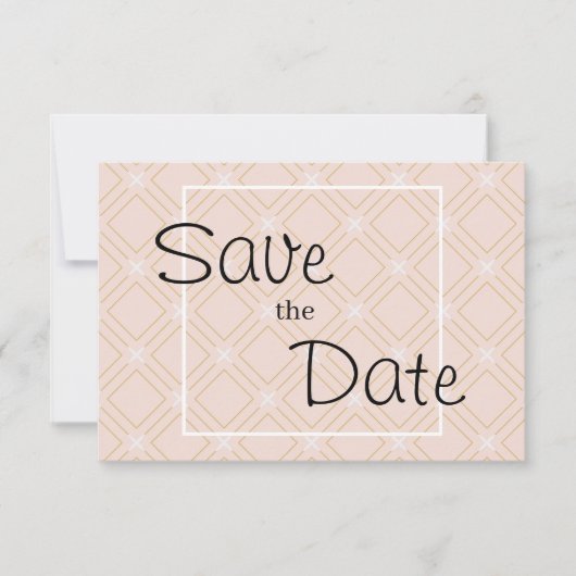 Pastel Perzik en Gouden Geometrisch Save The Date (Voorkant)