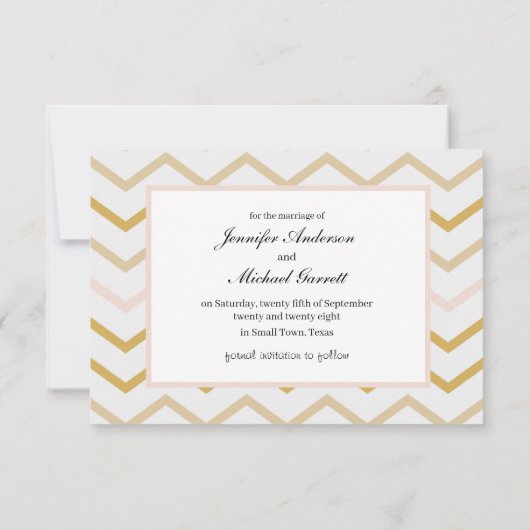 Pastel Perzik en Gouden Geometrisch Save The Date (Achterkant)