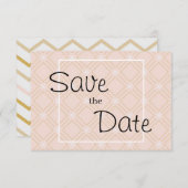 Pastel Perzik en Gouden Geometrisch Save The Date (Voorkant / Achterkant)
