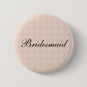 Pastel Perzik en Gouden Geometrische Bruidsmeisje Ronde Button 5,7 Cm
