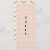 Pastel Perzik en Gouden Geometrische Reserveringss Menu (Voorkant / Achterkant)