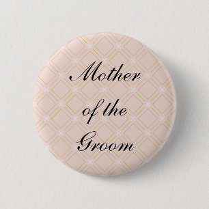 Pastel Perzik en Gouden Moeder van de Bruidegom Ronde Button 5,7 Cm