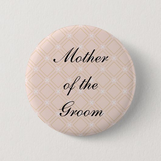 Pastel Perzik en Gouden Moeder van de Bruidegom Ronde Button 5,7 Cm (Voorkant)