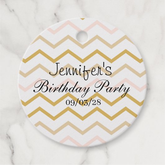Pastel Perzik en Gouden Zig Zag Bedankjes Labels (Voorkant)