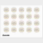 Pastel Perzik en Gouden Zig Zag Ronde Sticker (Vel)