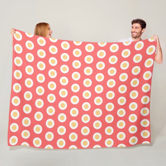 Pastel Perzik Geometrisch Witte Stippen  Fleece Deken (In situ)