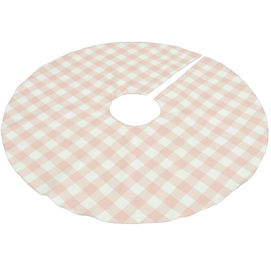 Pastel Perzik Gingham Buffalo Check Plaid Patroon Kerstboom Rok (Gekanteld)