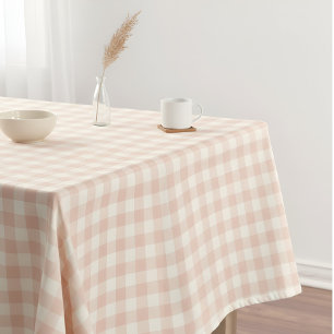 Pastel Perzik Gingham Plaid Cottagecore Patroon Tafelkleed
