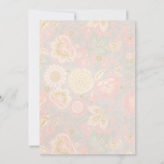 Pastel Perzik Goud Bloemen Lente Roze Blush Weddin Save The Date (Achterkant)