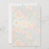 Pastel Perzik Gouden Bloem Lente Lichtblauwe Trouw Save The Date (Achterkant)