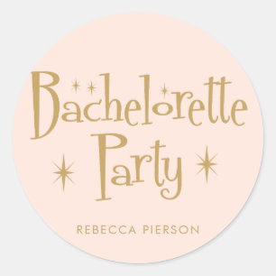 Pastel Perzik handgeschreven vrijgezellenfeest Ronde Sticker