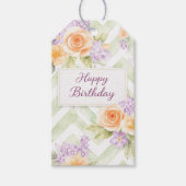 Pastel Perzik Lavendel Bloemige Salie Chevron Cadeaulabel (Voorkant)