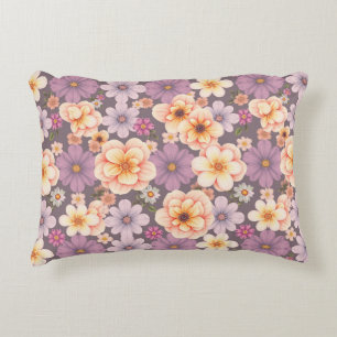  pastel perzik & lavendel floral cottagecore accent kussen