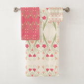 Pastel Perzik Met Roze en Groen Bad Handdoek (Insitu)