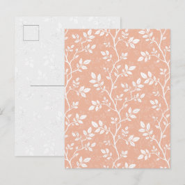 Pastel Perzik Minimalistische Botanische Kunst Ans Feestdagenkaart