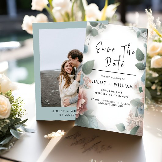 Pastel Perzik Mint Mos Salie Groene Trouwdag Save The Date