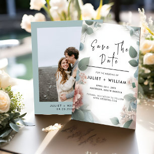 Pastel Perzik Mint Moss Sage Groene Bruiloft Save The Date