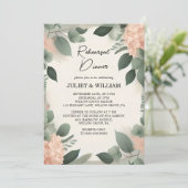 pastel perzik munt mos salie groen repetitie diner kaart (Staand voorkant)