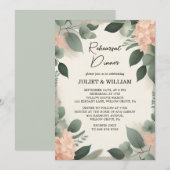 pastel perzik munt mos salie groen repetitie diner kaart (Voorkant / Achterkant)