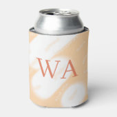 Pastel perzik oranje witte monogram retro vette na blikjeskoeler (Blikje Voorkant)