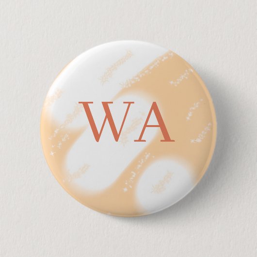 Pastel perzik oranje witte monogram retro vette na ronde button 5,7 cm (Voorkant)