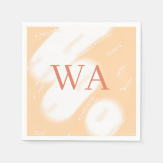 Pastel perzik oranje witte monogram retro vette na servet