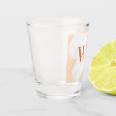 Pastel perzik oranje witte monogram retro vette na shot glas (Links)