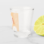 Pastel perzik oranje witte monogram retro vette na shot glas (Rechts)