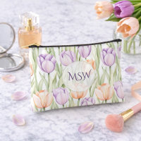 Pastel Perzik Paarse Tulp Monogram Cosmetica