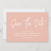 Pastel Perzik & Sage Groene Kalligrafie Scan QR Co Save The Date (Voorkant)