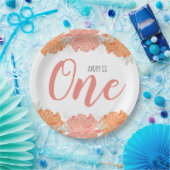 Pastel perzik & Sinaasappel Bloemen Baby's 1e verj Papieren Bordje (Feest)