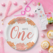 Pastel perzik & Sinaasappel Bloemen Baby's 1e verj Papieren Bordje (Feest)