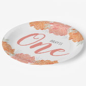 Pastel perzik & Sinaasappel Bloemen Baby's 1e verj Papieren Bordje (Gekanteld)