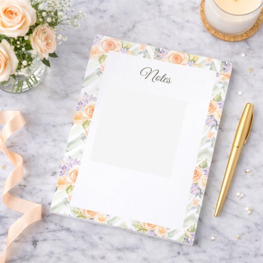 Pastel Perzikrozen Lavendel Bloemen Aangepaste Not Notitieblok