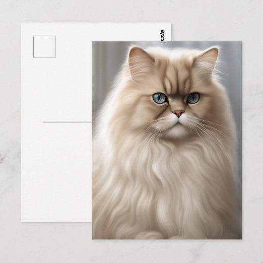 Pastel Perzische Kat Portret Briefkaart (Voorkant / Achterkant)