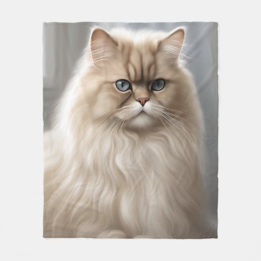 Pastel Perzische Kat Portret Fleece Deken (Voorkant)