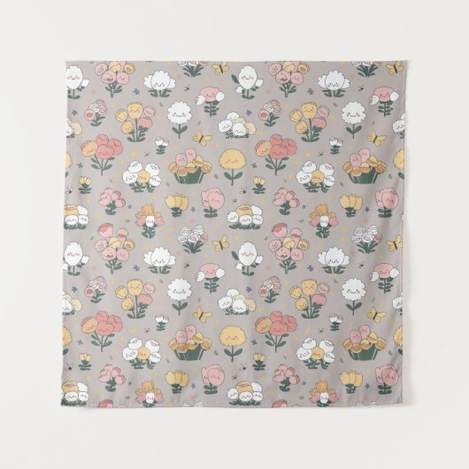 "Pastel Petal Parade" Wandkleed (Voorkant)