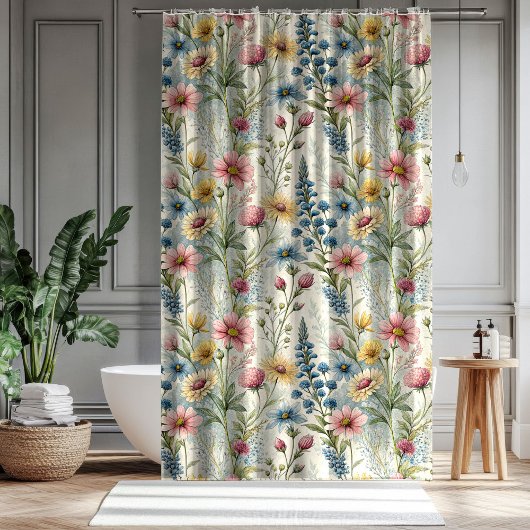 Pastel Petals Curtain Love Gift for Anniversary Douchegordijn
