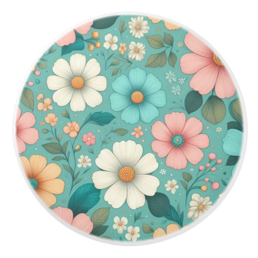 Pastel Petals Keramische Knop (Voorkant)