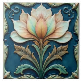 Pastel Petals on Teal Tegeltje (Voorkant)