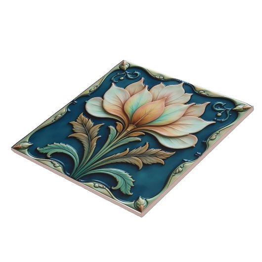 Pastel Petals on Teal Tegeltje (Zijkant)