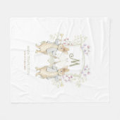 Pastel Peter de Konijn Monogram Twins Baby shower Fleece Deken (Voorkant (Horizontaal))